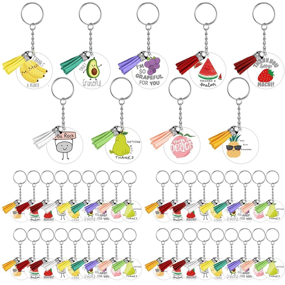 8387 45 Pcs Employee Appreciation Gift Keychains Acrylic Fruits of the
